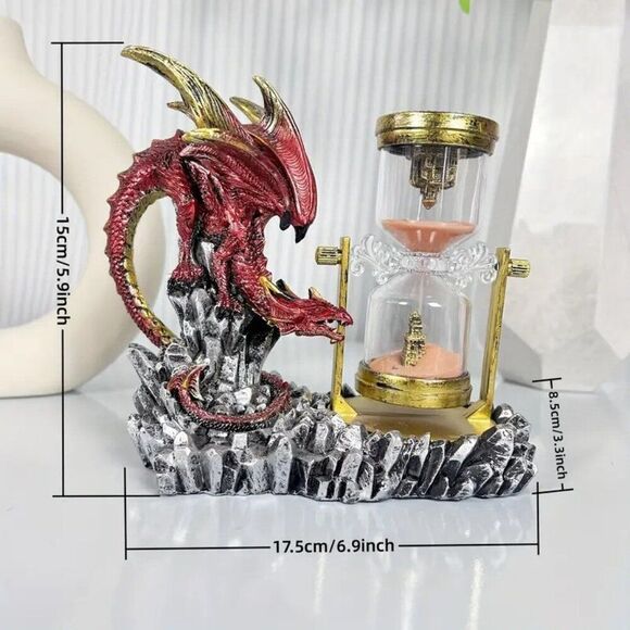 Fantasy Dragon Guardian Decorative Hourglass, Resin Crafted Statue w Sand Timer - Picture 3 of 3